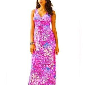 Lilly Pulitzer Sloan Maxi Dress Size M. Print Lilly's Lagoon Pink